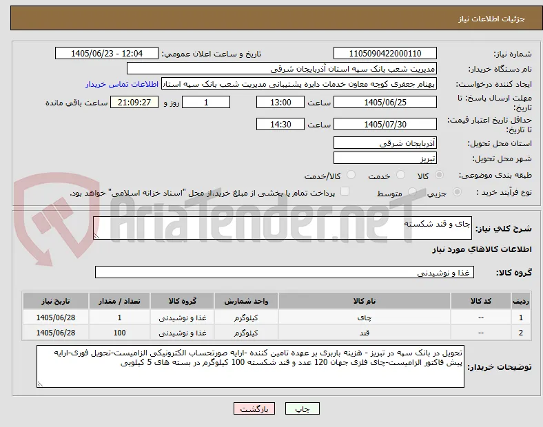 چای و قند شکسته