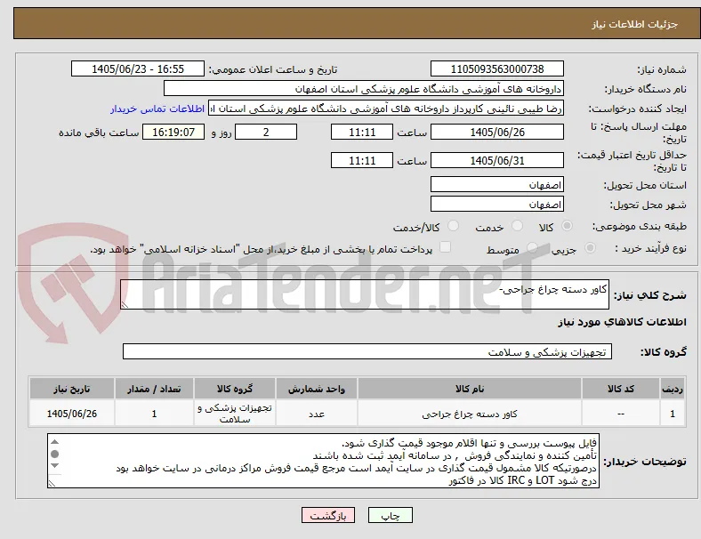 کاور دسته چراغ جراحی-
