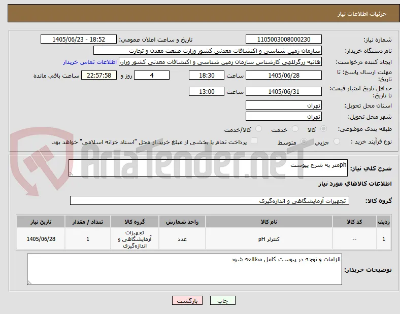 phمتر به شرح پیوست
