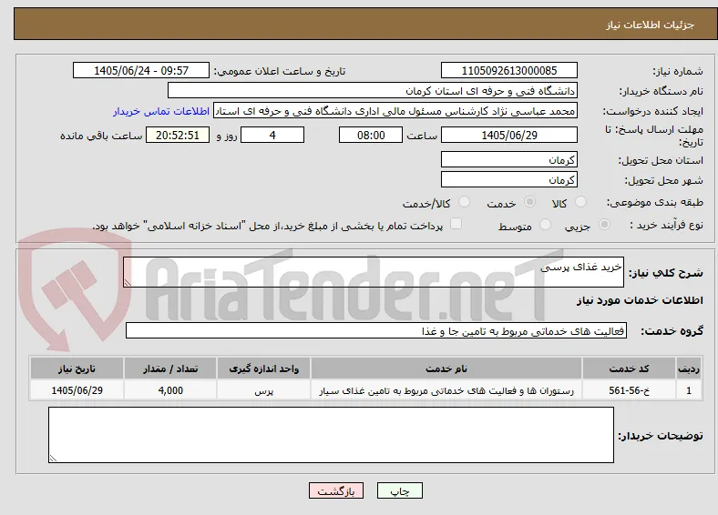 خرید غذای پرسی