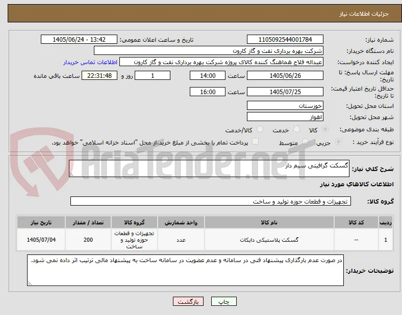گسکت گرافیتی سیم دار 
