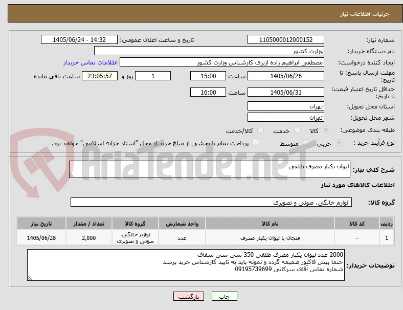 لیوان یکبار مصرف طلقی 