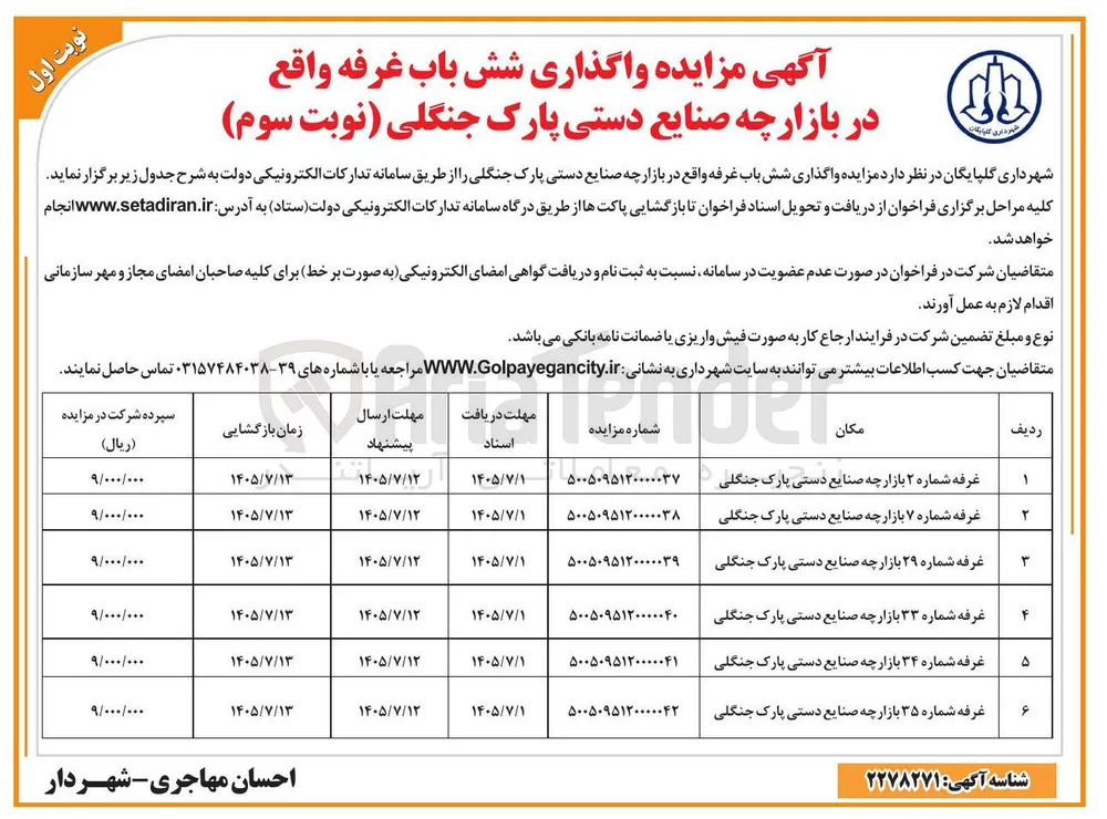 اجاره غرفه شماره 29 بازارچه صنایع دستی پارک جنگلی 