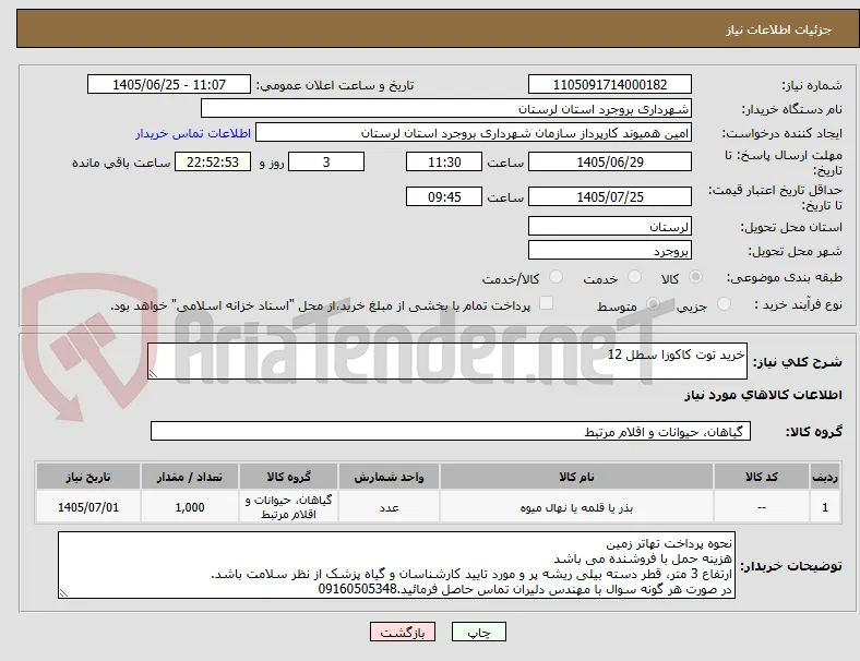 خرید توت کاکوزا سطل 12