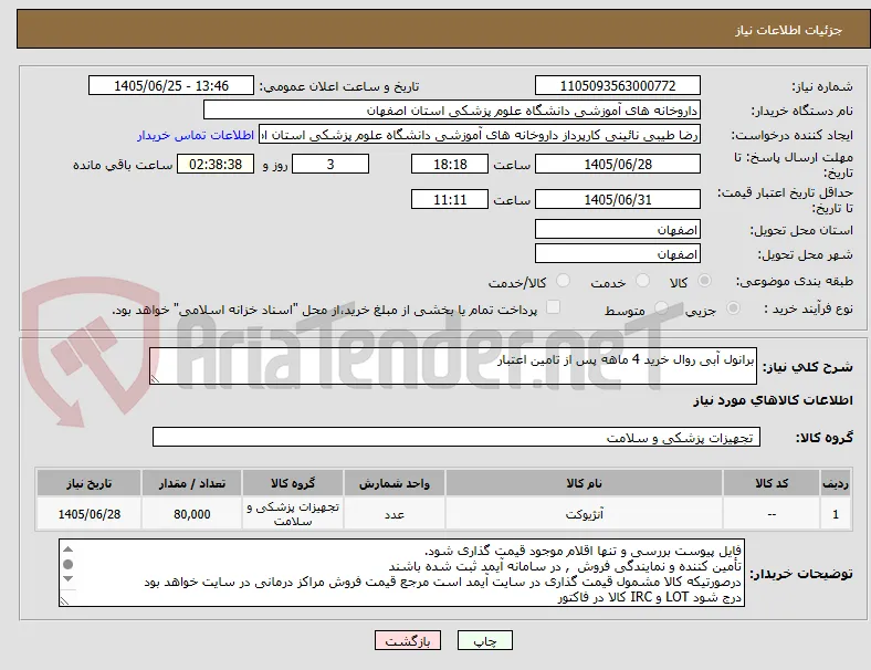 برانول آبی روال خرید 4 ماهه پس از تامین اعتبار
