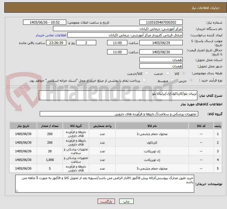 تریبان بلو/کارباکول/ژل/برلیان بلو
