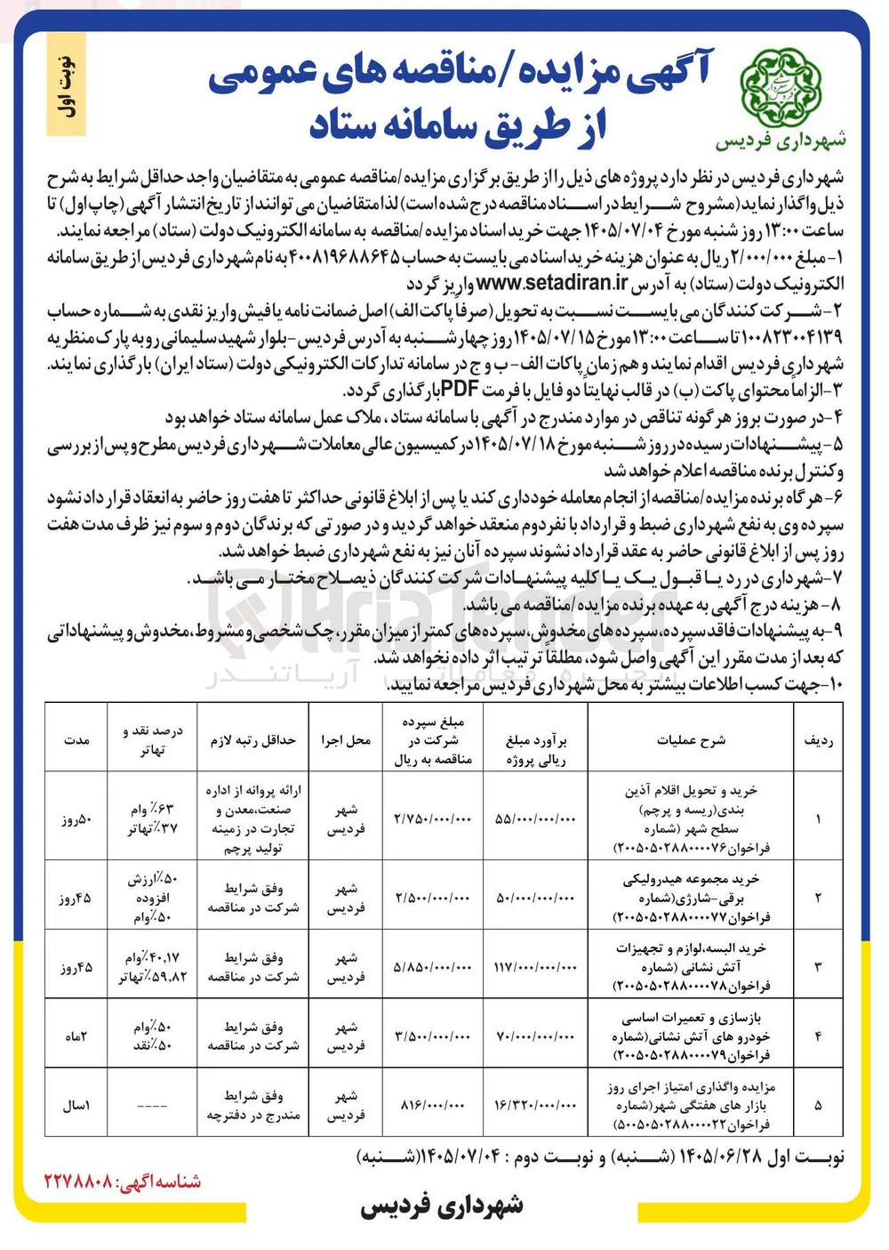  واگذاری امتیاز اجرای روز بازارهای هفتگی شهر 