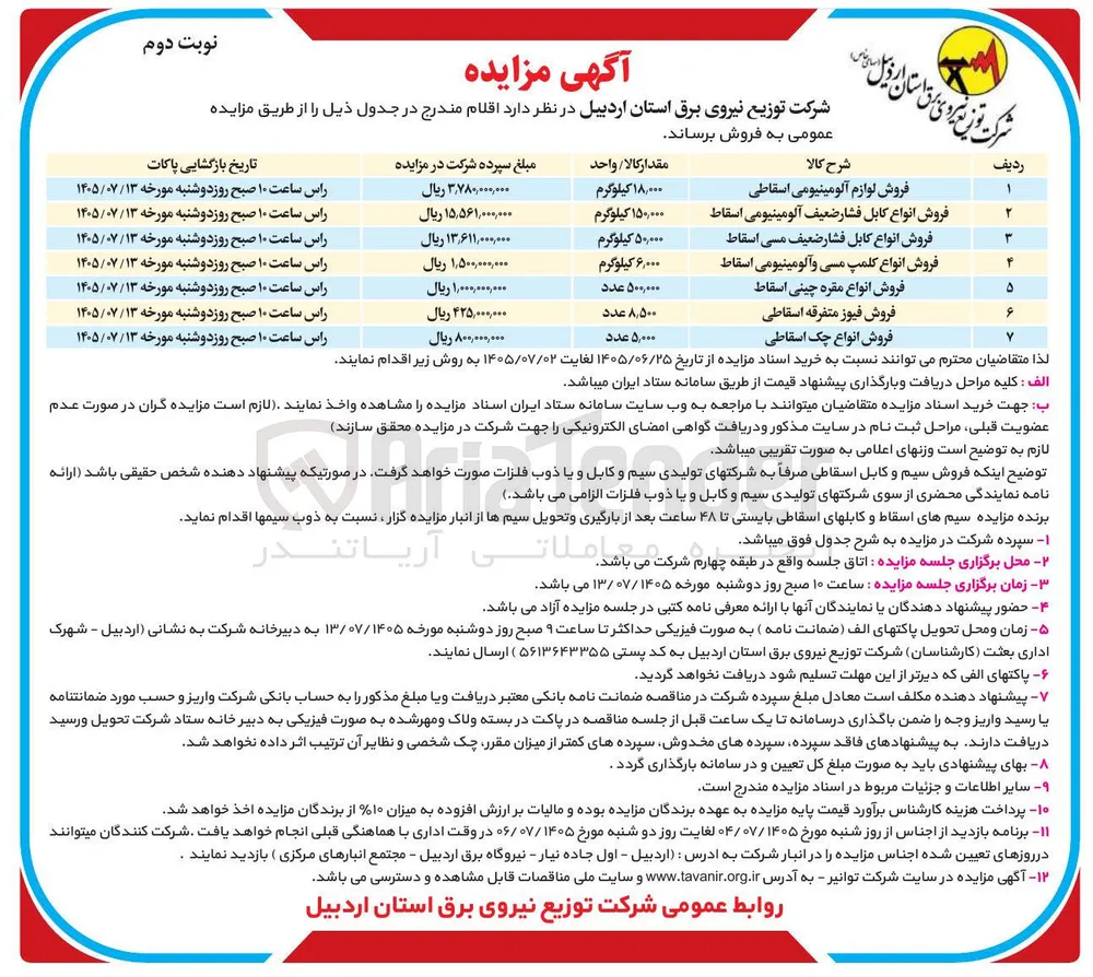 فروش لوازم آلومینیومی اسقاطی  