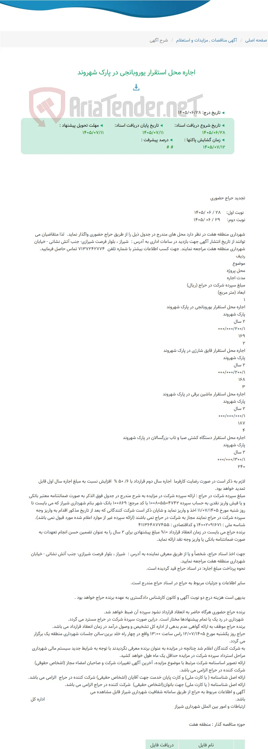 اجاره محل استقرار یوروبانجی در پارک شهروند