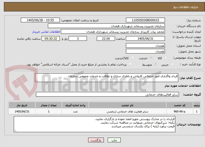 قرداد واگذاری امور خدماتی کارواش و باطری سازی و نظافت و خدمات عمومی سازمان
