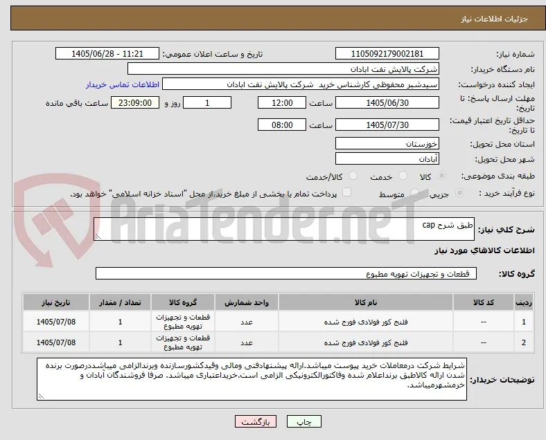 طبق شرح cap
