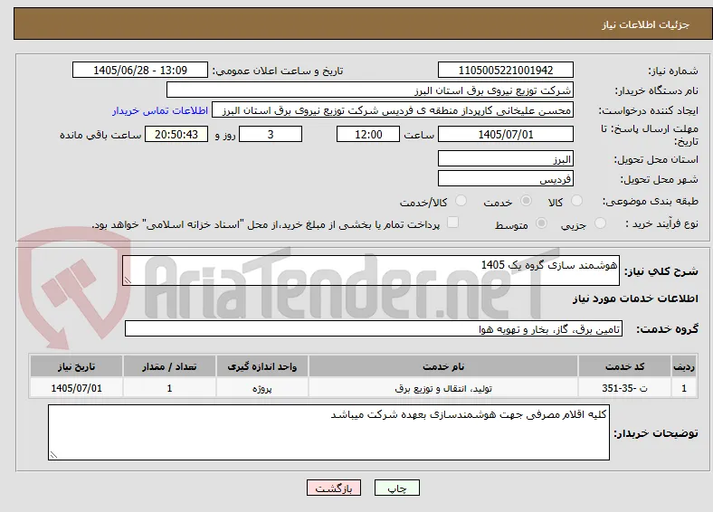 هوشمند سازی گروه یک 1405