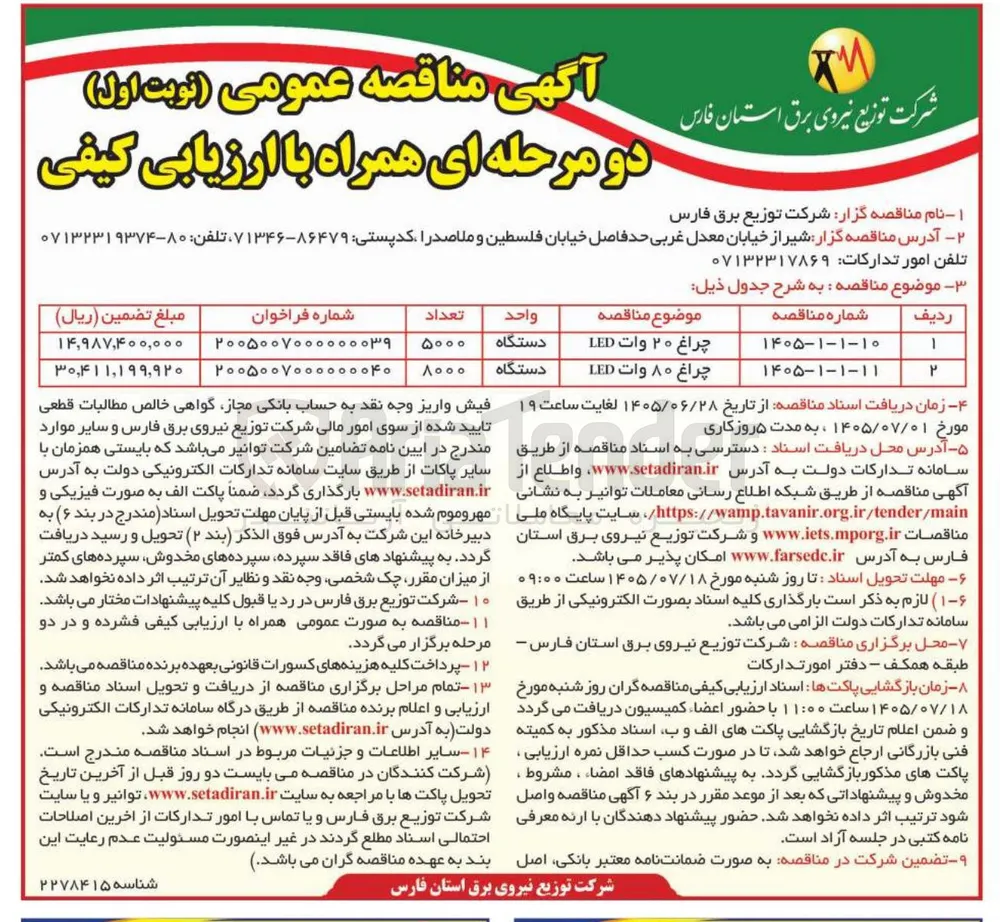 خرید چراغ ۲۰ وات LED 