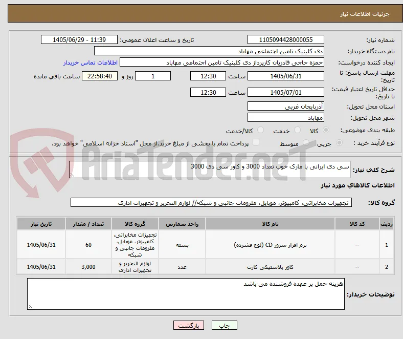 سی دی ایرانی با مارک خوب تعداد 3000 و کاور سی دی 3000