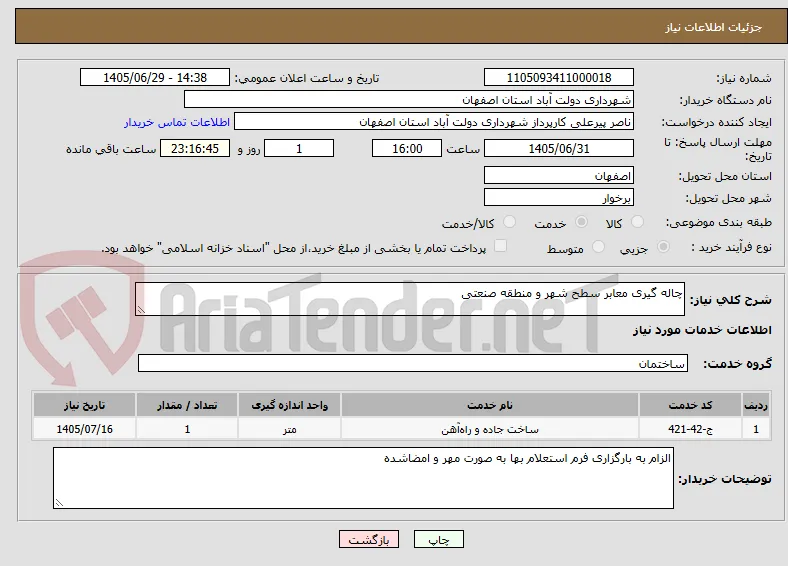 چاله گیری معابر سطح شهر و منطقه صنعتی 