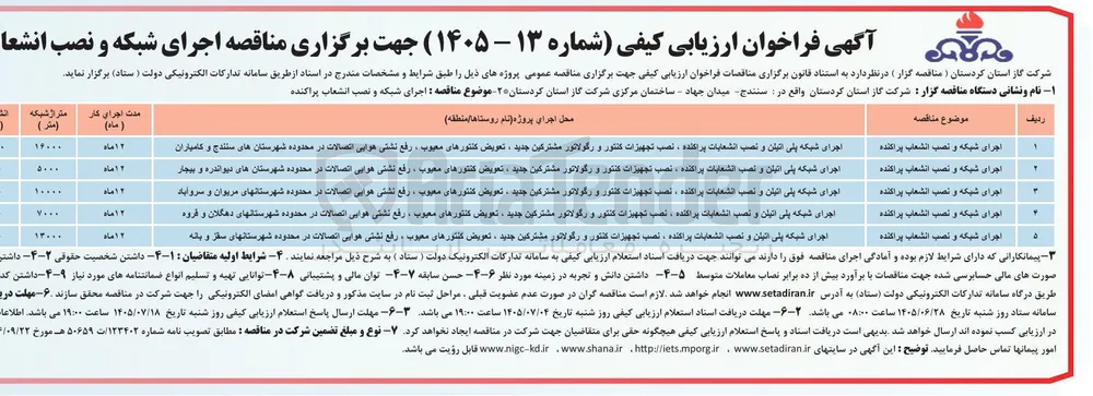 اجرای شبکه و نصب انشعاب پراکنده