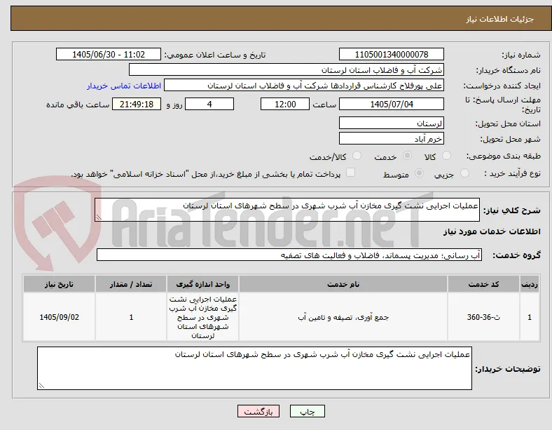 عملیات اجرایی نشت گیری مخازن آب شرب شهری در سطح شهرهای استان لرستان