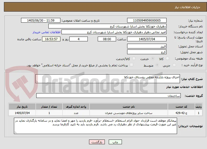 اجرای پروژه بازارچه محلی روستای خوزنکلا 