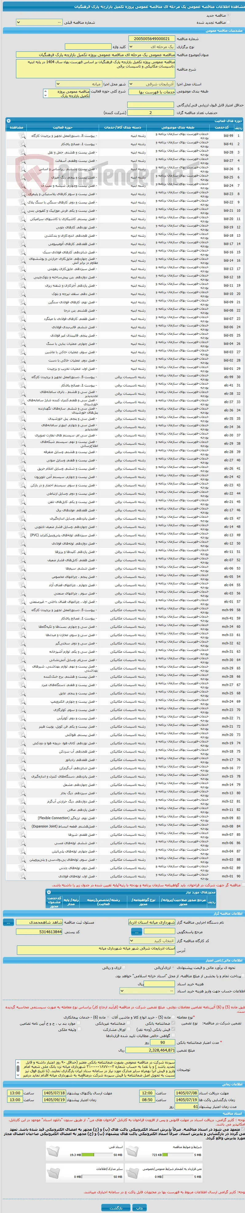 مناقصه عمومی یک مرحله ای مناقصه عمومی پروژه تکمیل بازارچه پارک فرهنگیان