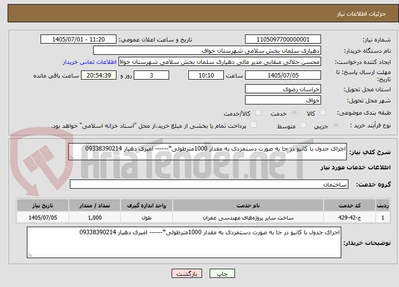 اجرای جدول با کانیو در جا به صورت دستمزدی به مقدار 1000مترطولی*------ امیری دهیار 09338390214