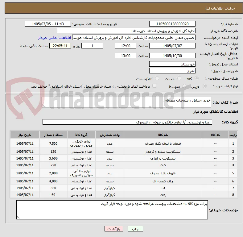 خرید وسایل و ملزومات مصرفی