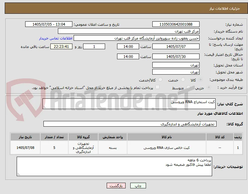 کیت استخراج RNA ویروسی