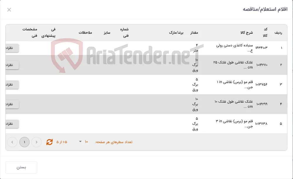 انواع قلم و غلتک نقاشی