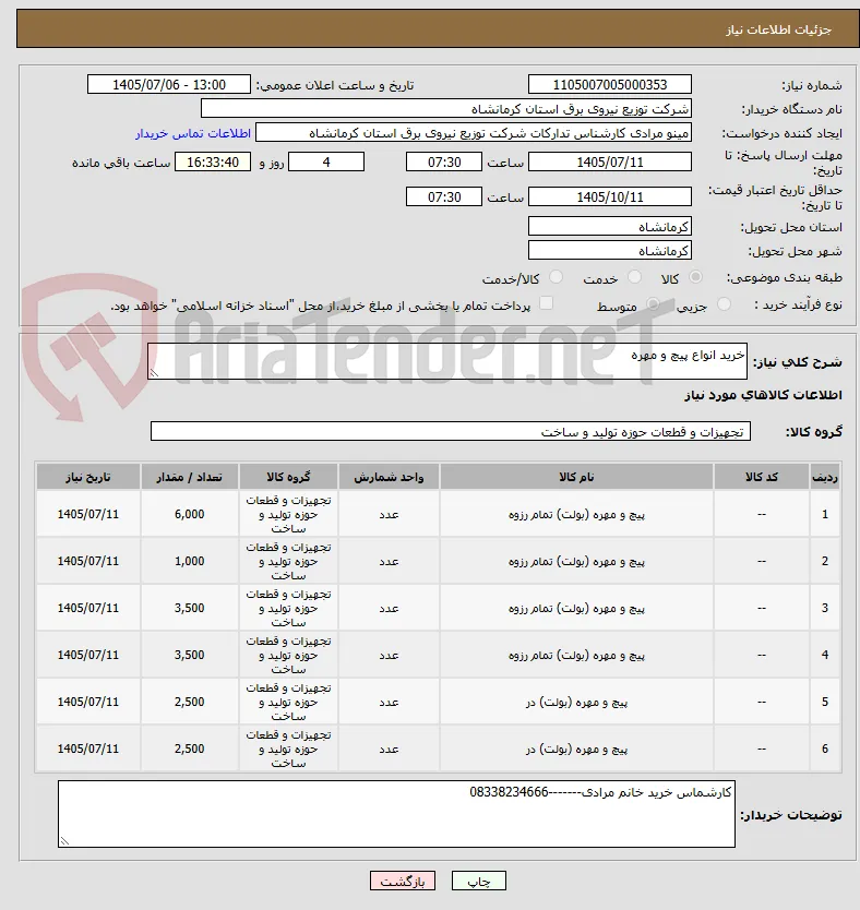 خرید انواع پیچ و مهره