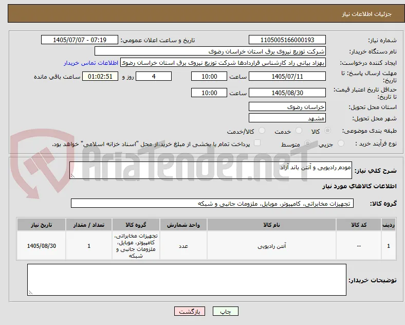مودم رادیویی و آنتن باند آزاد