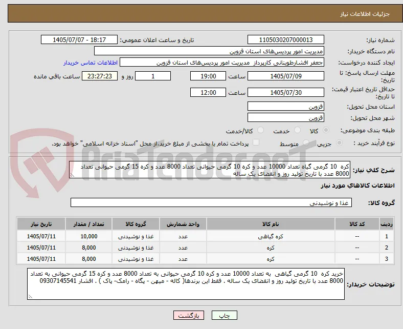 کره  10 گرمی گیاه تعداد 10000 عدد و کره 10 گرمی حیوانی تعداد 8000 عدد و کره 15 گرمی حیوانی تعداد 8000 عدد با تاریخ تولید روز و انقضای یک ساله 