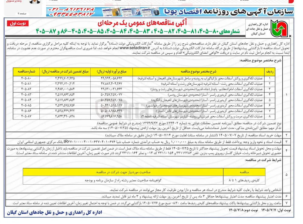عملیات لکه گیری آسفالت محور کریدوری رامسر - آستارا (محدودهای شهرستانهای لاهیجان و لنگرود) 