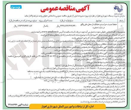 حفظ امنیت، حراست و حفاظت از محل دفن واقع در سایت صغیره