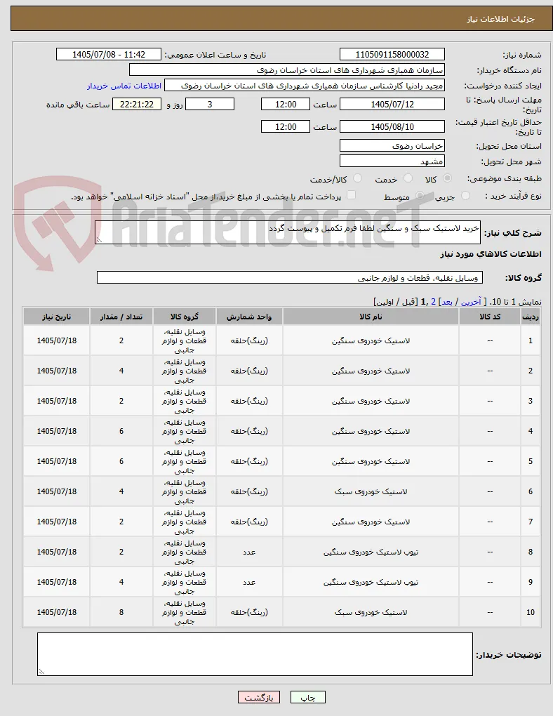 خرید لاستیک سبک و سنگین لطفا فرم تکمیل و پیوست گردد
