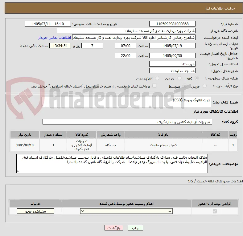 کارت آنالوگ ورودی(ESD)