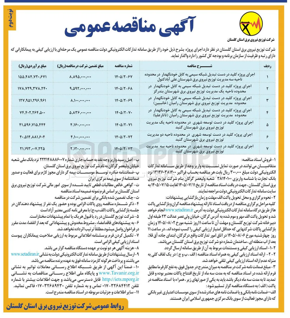 اجرای پروژه کلید در دست توسعه شهری در محدوده ناحیه دو مدیریت توزیع نیروی برق شهرستان گنبد