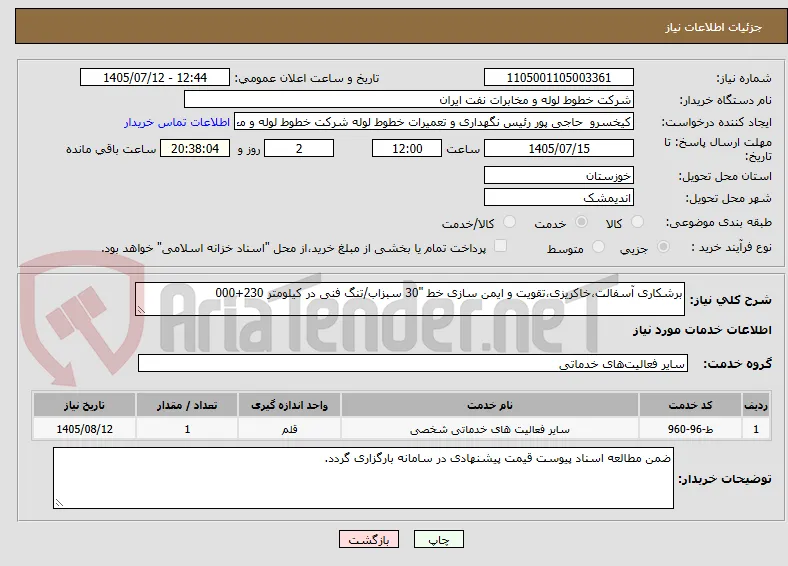 برشکاری آسفالت،خاکریزی،تقویت و ایمن سازی خط "30 سبزاب/تنگ فنی در کیلومتر 230+000