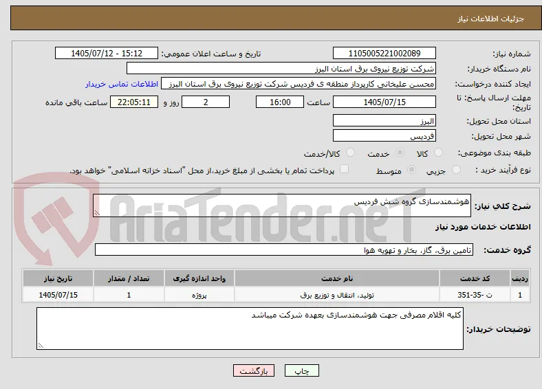 هوشمندسازی گروه شش فردیس