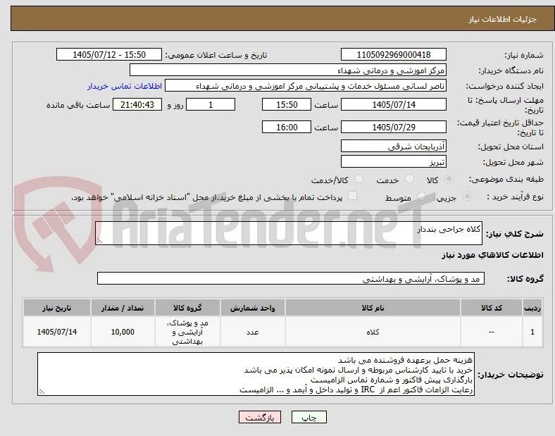 کلاه جراحی بنددار