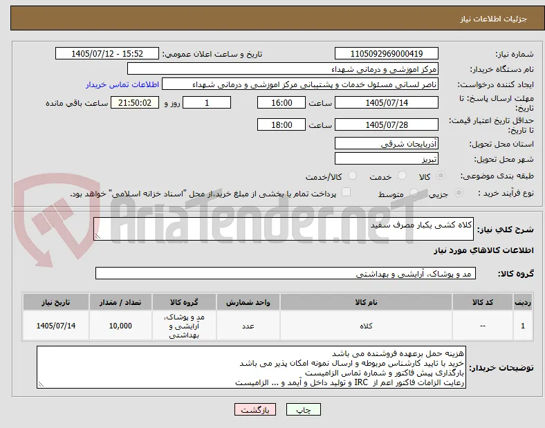 کلاه کشی یکبار مصرف سفید 