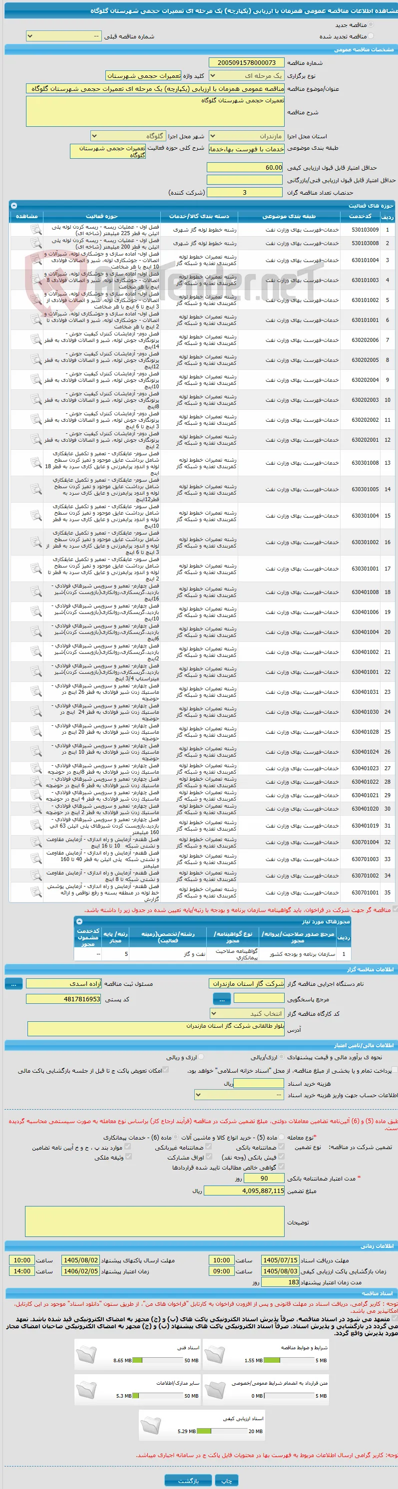 مناقصه عمومی همزمان با ارزیابی (یکپارچه) یک مرحله ای تعمیرات حجمی شهرستان گلوگاه