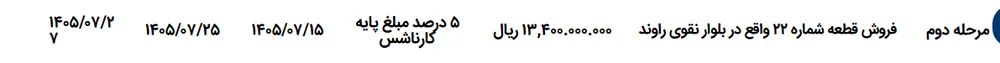 فروش قطعه شماره ۲۲ واقع در بلوار نقوی راوند