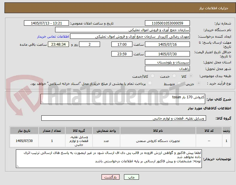کارواش 170 بار tosan