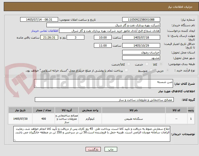 شن شسته 
