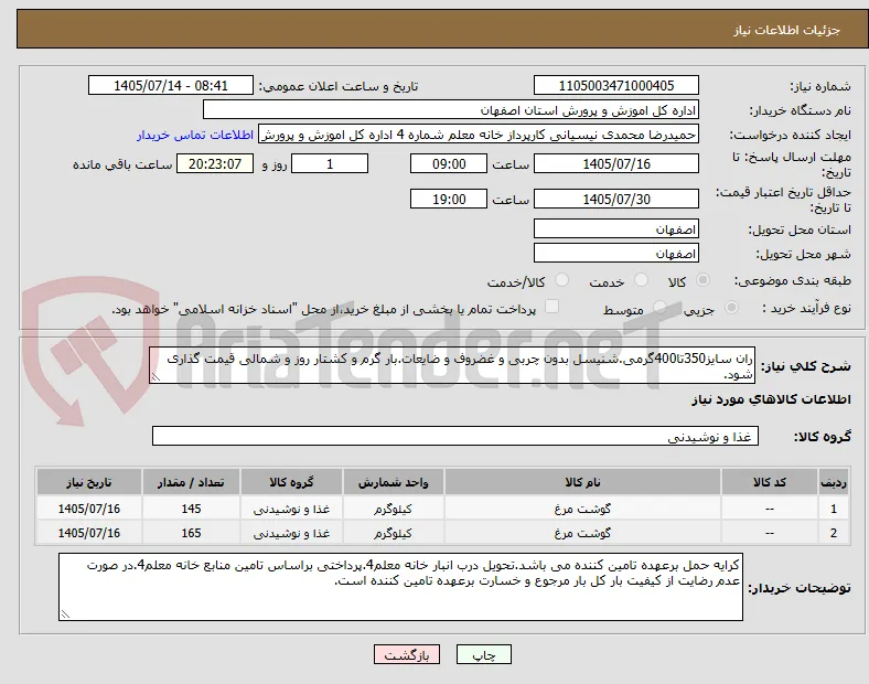 ران سایز350تا400گرمی.شنیسل بدون چربی و غضروف و ضایعات.بار گرم و کشتار روز و شمالی قیمت گذاری شود.