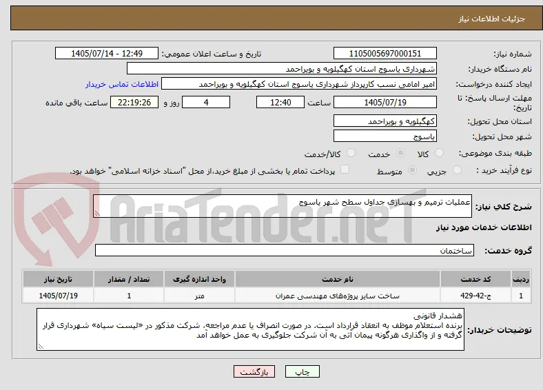 عملیات ترمیم و بهسازی جداول سطح شهر یاسوج 