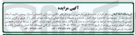 اجاره و مشارکت غرف اجیل، خشکبار و حبوبات و غرفه قصابی در شعبات فرعی سازمانی