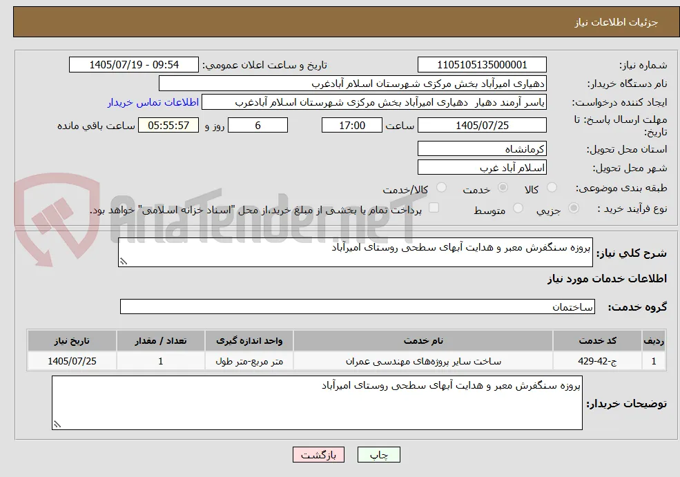 پروزه سنگفرش معبر و هدایت آبهای سطحی روستای امیرآباد