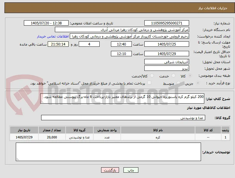 200 کیلو گرم کره پاستوریزه حیوانی 10 گرمی از برندهای معتبر بازار-پرداخت 6 ماه-برگ پیوستی مطالعه شود.