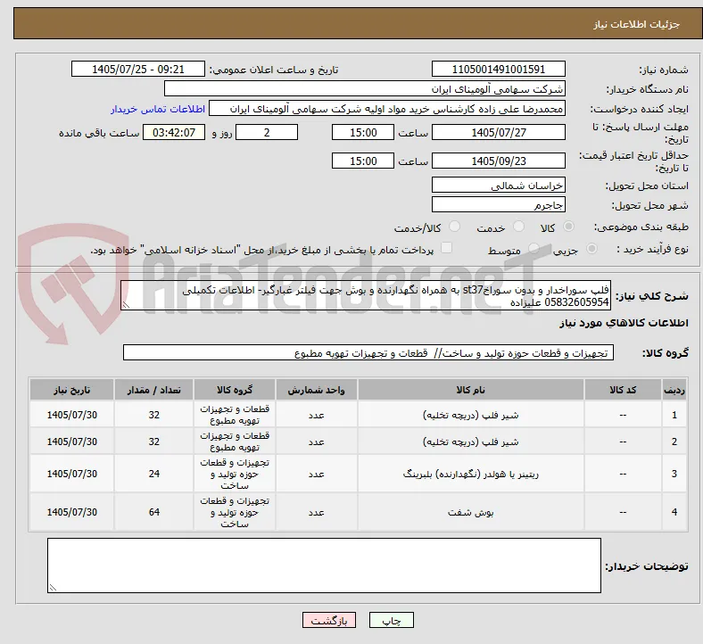 فلپ سوراخدار و بدون سوراخst37 به همراه نگهدارنده و بوش جهت فیلتر غبارگیر- اطلاعات تکمیلی 05832605954 علیزاده  