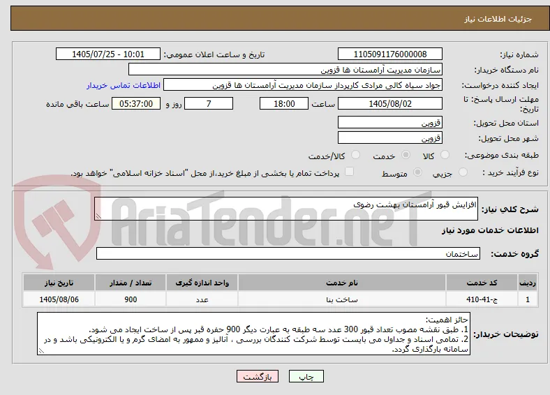 افزایش قبور آرامستان بهشت رضوی